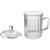 Clayre & Eef 6GL4727 Taza con tapa de cristal 250 ml acanalada transparente