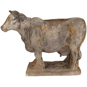 Clayre & Eef 6MG0110 Macetero con forma de vaca gris-beige 36x15x28 cm aspecto antiguo