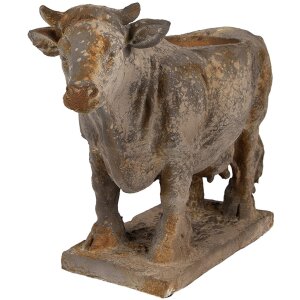 Clayre & Eef 6MG0110 Macetero con forma de vaca gris-beige 36x15x28 cm aspecto antiguo