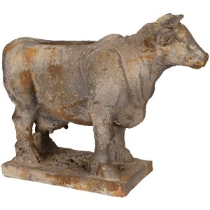 Clayre & Eef 6MG0110 Macetero con forma de vaca gris-beige 36x15x28 cm aspecto antiguo