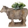Clayre & Eef 6MG0110 Macetero con forma de vaca gris-beige 36x15x28 cm aspecto antiguo