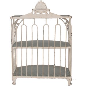 Clayre & Eef 6Y5719 Estantería de pared de hierro verde-beige 38x23x55 cm estilo vintage