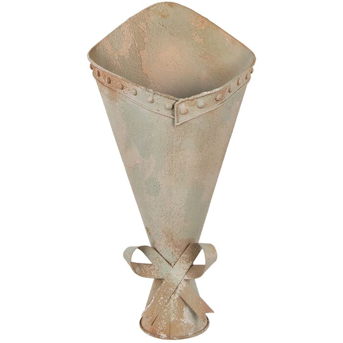 Clayre & Eef Jarrón decorativo de hierro con tonos verdes, Look vintage 50 cm