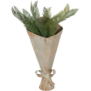 Clayre & Eef Jarrón decorativo de hierro con tonos verdes, Look vintage 50 cm