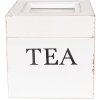 Clayre & Eef 6H2397 Caja para té blanca 12x12x12 cm estilo rústico madera con ventana de cristal