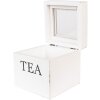 Clayre & Eef 6H2397 Caja para té blanca 12x12x12 cm estilo rústico madera con ventana de cristal