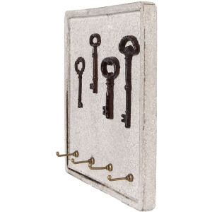 Clayre & Eef 6H2399 Tablero de llaves Beige Marrón 22x5x25 cm Madera Hierro