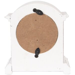 Clayre & Eef 6KL0831 Reloj de Mesa Blanco Marrón 13x7x14 cm Cristal Madera Estilo Country
