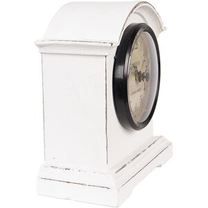 Clayre & Eef 6KL0831 Reloj de Mesa Blanco Marrón 13x7x14 cm Cristal Madera Estilo Country