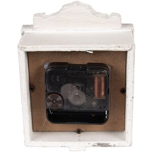 Clayre & Eef 6KL0832 Reloj de Sobremesa Vintage Gris-Beige 10x6x14 cm 1xAA Cristal Madera