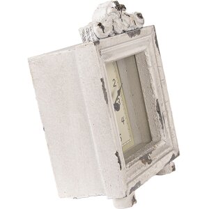 Clayre & Eef 6KL0832 Reloj de Sobremesa Vintage Gris-Beige 10x6x14 cm 1xAA Cristal Madera