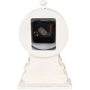 Clayre & Eef 6KL0833 Reloj de Sobremesa Blanco Beige Cristal Madera 14x6x23 cm 1xAA Vintage