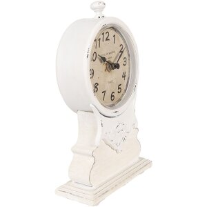 Clayre & Eef 6KL0833 Reloj de Sobremesa Blanco Beige Cristal Madera 14x6x23 cm 1xAA Vintage
