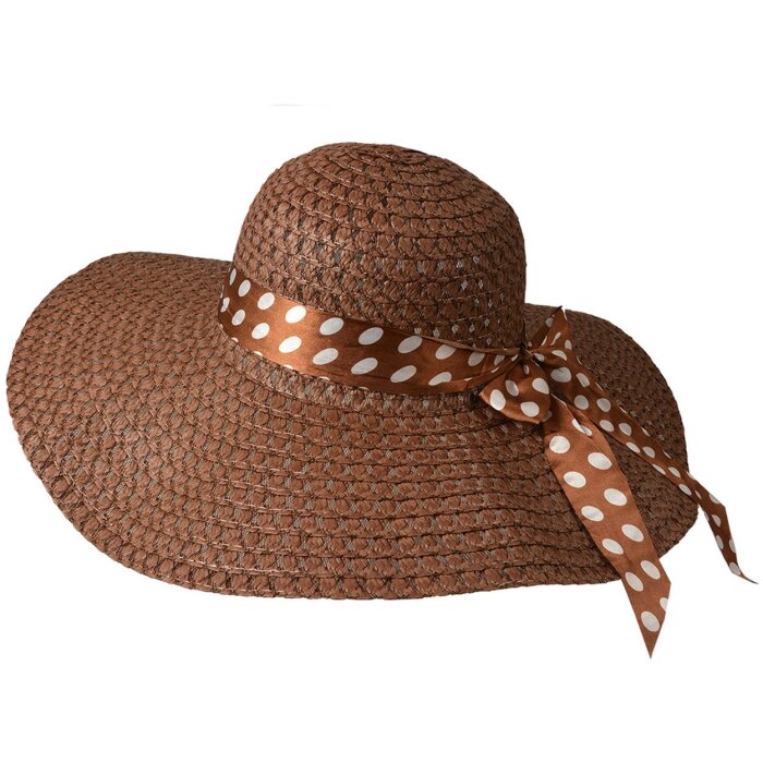 Juleeze JZHA0121 señoras sombrero marrón 57 cm paja con lunares arco sombrero de verano