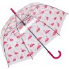 Juleeze JZUM0092 Paraguas transparente diseño flamenco 90cm mango robusto rosa