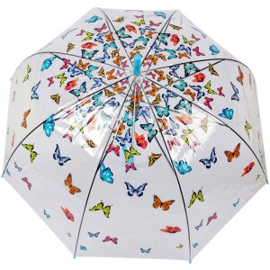 Juleeze JZUM0093 Paraguas Transparente motivo mariposa Ø 90x82 cm Azul