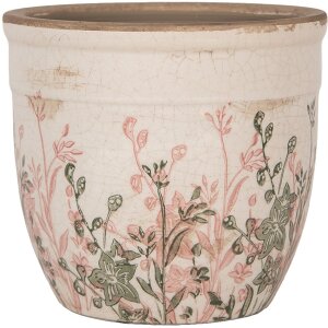 Clayre & Eef 6CE1974S Decoración Maceta Beige Rosa Verde Ø 13x11 cm