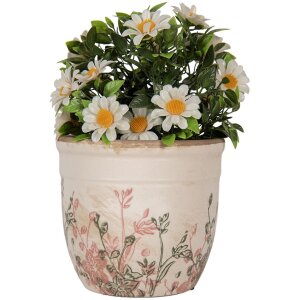 Clayre & Eef 6CE1974S Decoración Maceta Beige Rosa Verde Ø 13x11 cm