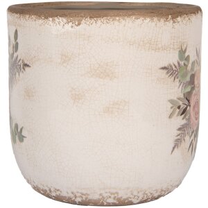 Clayre & Eef 6CE1981XL Maceta Beige Rosa Ø 20x19 cm Cerámica Estilo Campestre
