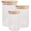 Clayre & Eef 6GL4719L Tarro con tapa bambú Ø 8x18 cm vidrio madera