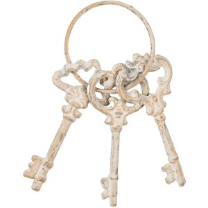 Clayre & Eef 6Y5772 Llavero decorativo de hierro beige y marrón 19cm estilo vintage