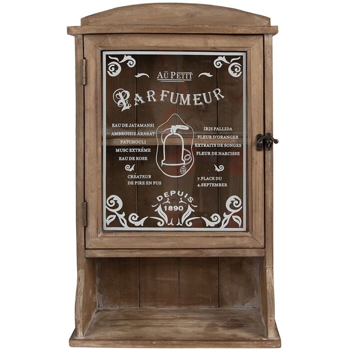 Clayre & Eef 50812 Armario de Pared 32x15x54 cm Vintage con Puerta de Vidrio