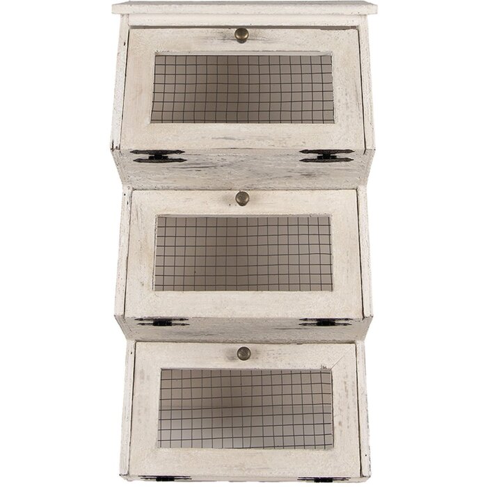 Clayre & Eef 5H0732 Armario de pared Estantería de pared estilo rústico blanco marrón 33x25x61 cm