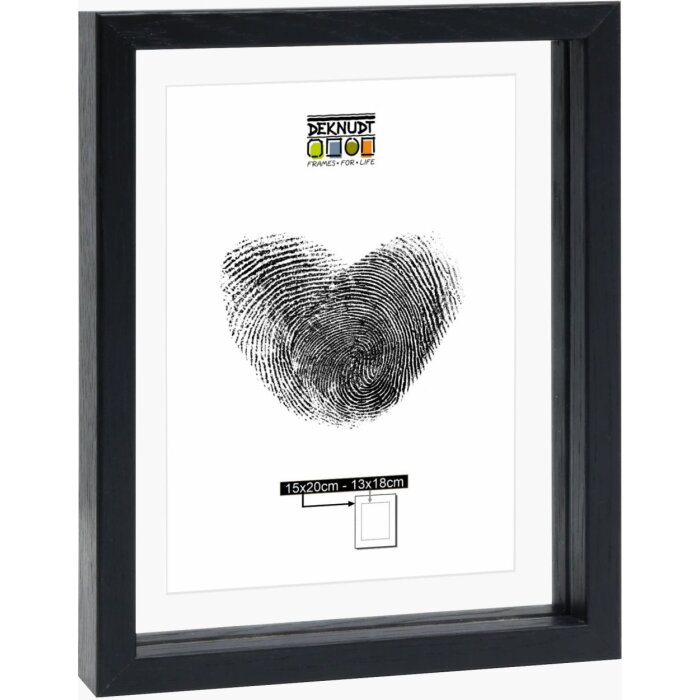 Marco de fotos Deknudt S68SG2 con borde de madera en negro para efecto flotante 15x20 cm