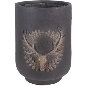 Clayre & Eef 6MG0109 Decoración maceta motivo ciervo gris-beige Ø 23x31 cm