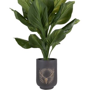 Clayre & Eef 6MG0109 Decoración maceta motivo ciervo gris-beige Ø 23x31 cm