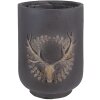 Clayre & Eef 6MG0109 Decoración maceta motivo ciervo gris-beige Ø 23x31 cm