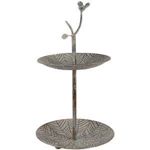 Clayre & Eef 6Y5658 Etapa de metal verde-marrón Ø 26 x 48 cm 2 niveles estilo antiguo
