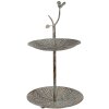 Clayre & Eef 6Y5658 Etapa de metal verde-marrón Ø 26 x 48 cm 2 niveles estilo antiguo