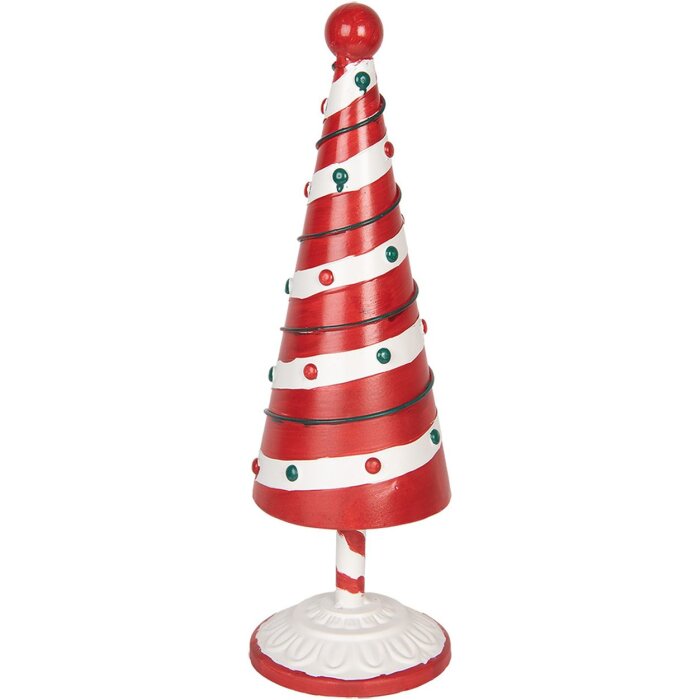 Clayre & Eef 6Y5734 Decoración Árbol de Navidad Rojo Blanco Ø 12x36 cm Hierro