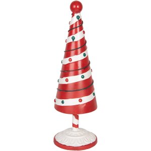 Clayre & Eef 6Y5734 Decoración Árbol de Navidad Rojo Blanco Ø 12x36 cm Hierro
