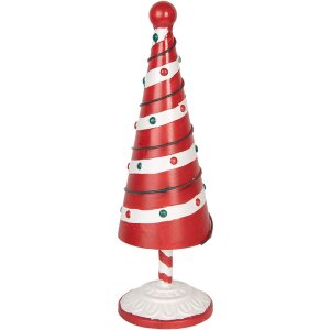 Clayre & Eef 6Y5734 Decoración Árbol de Navidad Rojo Blanco Ø 12x36 cm Hierro