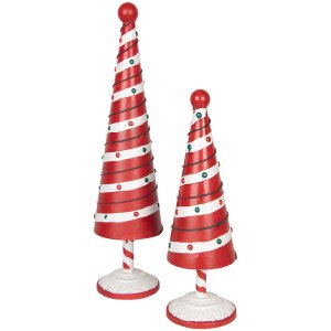 Clayre & Eef 6Y5734 Decoración Árbol de Navidad Rojo Blanco Ø 12x36 cm Hierro