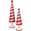 Clayre & Eef 6Y5734 Decoración Árbol de Navidad Rojo Blanco Ø 12x36 cm Hierro