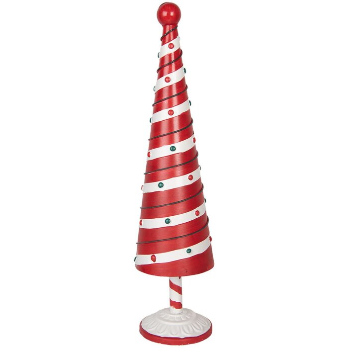 Clayre & Eef 6Y5735 Árbol de Navidad de Hierro Color Rojo y Blanco Diámetro 13x49 cm Estilo de Campo