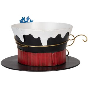 Clayre & Eef 6Y5736 Sombrero decorativo rústico invernal Ø 22x12 cm negro blanco azul dorado