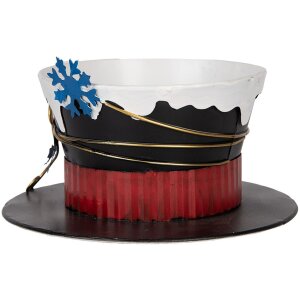 Clayre & Eef 6Y5736 Sombrero decorativo rústico invernal Ø 22x12 cm negro blanco azul dorado