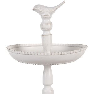 Clayre & Eef 6Y5738 Etapa de metal blanco Ø 27x41 cm Aspecto antiguo con detalle de pájaro