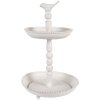 Clayre & Eef 6Y5738 Etapa de metal blanco Ø 27x41 cm Aspecto antiguo con detalle de pájaro