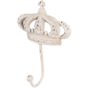 Clayre & Eef 6Y5773 Gancho de Pared Hierro Blanco Antiguo 14x7x19 cm Gancho de Pared Shabby