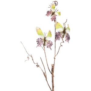 Clayre & Eef 50806 Decoración Rama con Mariposas Verde 14x5x85 cm