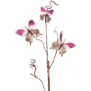 Clayre & Eef 50808 Decoración Rama con Mariposas Rosa 14x5x85 cm