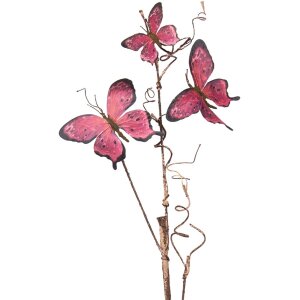 Clayre & Eef 50810 Decoración Rama con Mariposas Rosa 14x5x85 cm