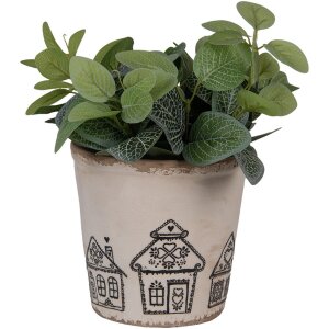 Clayre & Eef 6CE2123L Decoración Maceta Beige Negro Ø 17x16 cm