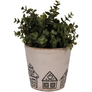 Clayre & Eef 6CE2123M Decoración Maceta Cerámica Beige Negro Ø 15x14 cm