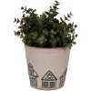 Clayre & Eef 6CE2123M Decoración Maceta Cerámica Beige Negro Ø 15x14 cm